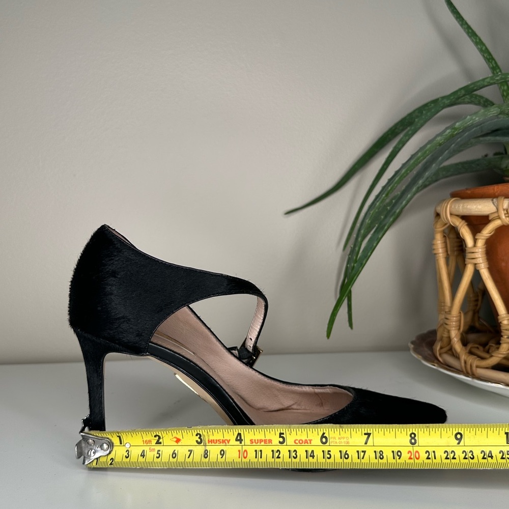 Louise et Cie Black Calf Hair d’Orsay Heels Pointed Toe Stiletto Pumps Size 8.5 - Picture 11 of 14
